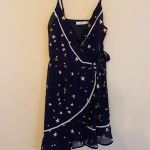 Navy Spaghetti Strap Star Wrap Dress